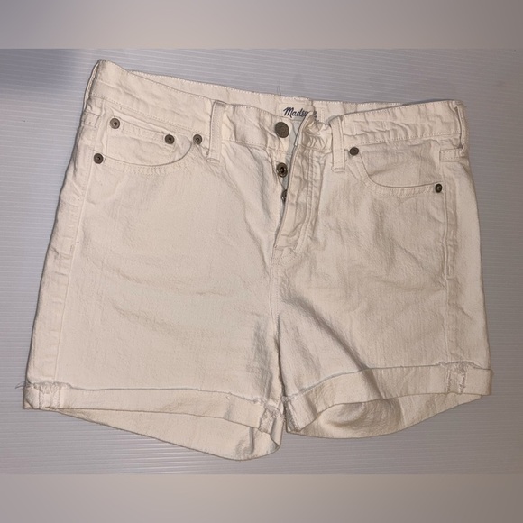 Madewell Button Fly Cream/Off White Denim Shorts - Size 27 - Picture 1 of 7